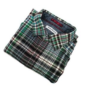 Tommy Bahama‎ Plaid Flannel Shirt Men's L Green Button Front Cotton Outdoorsy